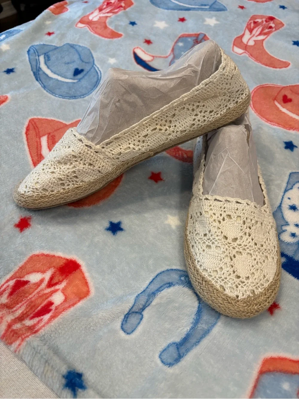 White Mountain Cream Crochet Espadrille Slip-Ons
